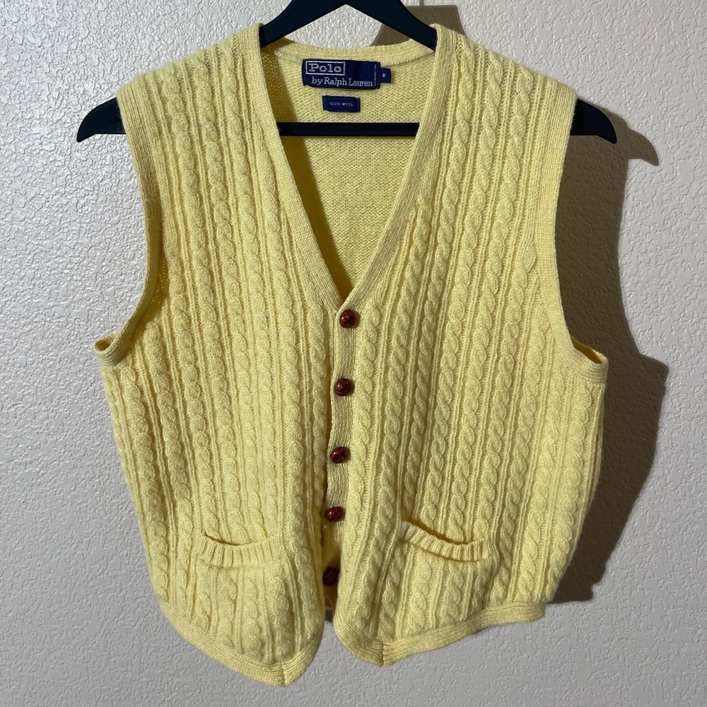 Ralph Lauren Yellow Cable Knit Vest
